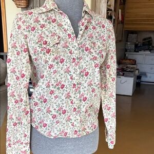 Old Navy Floral Button Down Shirt - Pink and Green